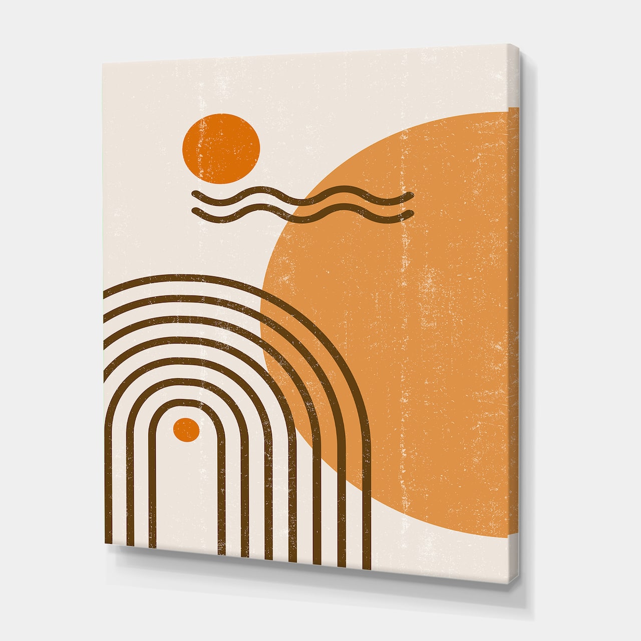 Designart - Abstract Rainbow Sun and Moon In Earth Tones II - Modern Canvas Wall Art Print